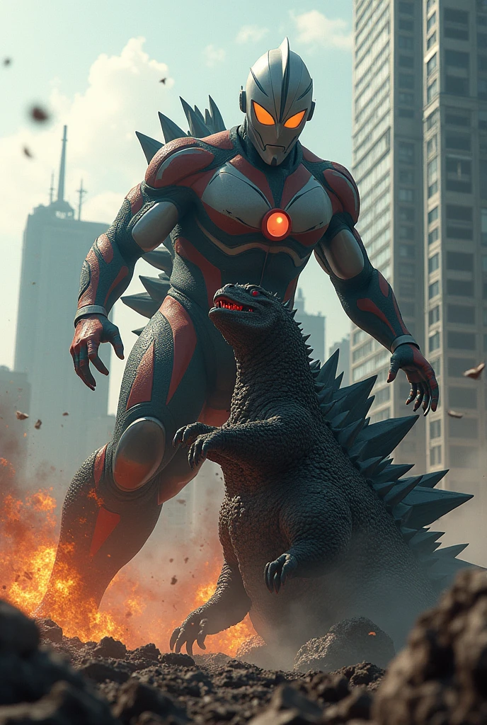 a giant ultraman,choking a massive godzilla monster,highly detailed,epic battle scene,cinematic lighting,dramatic Tilt shift photography ultraman riding godzilla,godzilla mouth ripped open,brutal fight scene,cinematic lighting,highly detailed,realistic,photorealistic,extremely detailed,4k,8k,high resolution,best quality,masterpiece,ultra detailed,sharp focus,intense colors,dramatic shadows,dynamic composition,hyper realistic,cinematic angles,action poses,cinematic atmosphere,intricate textures,vibrant colors,extremely detailed,4k,8k,photorealistic,studio lighting,physically-based rendering,hyper-detailed
