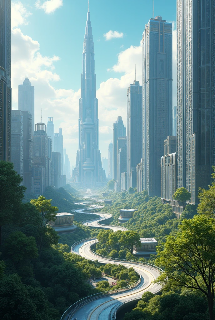 A modern utopia with skyscrapers and a modern world 