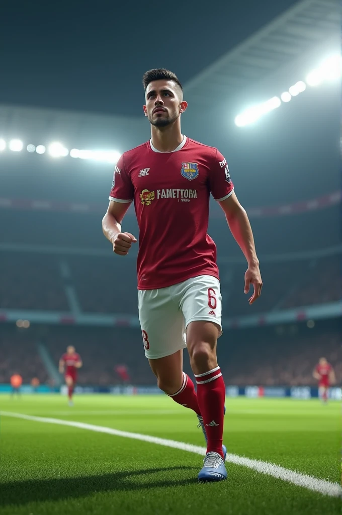 A 3D render of a modern man who liked football and was pushed to football club where he trained and put his hardwork and he became a football goat