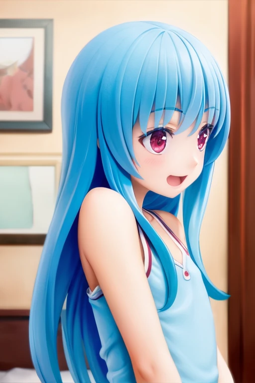 ((Highest quality)), ((masterpiece)), (be familiar with), Perfect Face, indoor, Bedroom, Watching the audience,
One woman, Rimuru=Tempest,
Open Mouth, Ecstatic expression, blush, smile,
Small breasts, Flat Chest, , , child, Girl,
Long Hair, Long Hair,