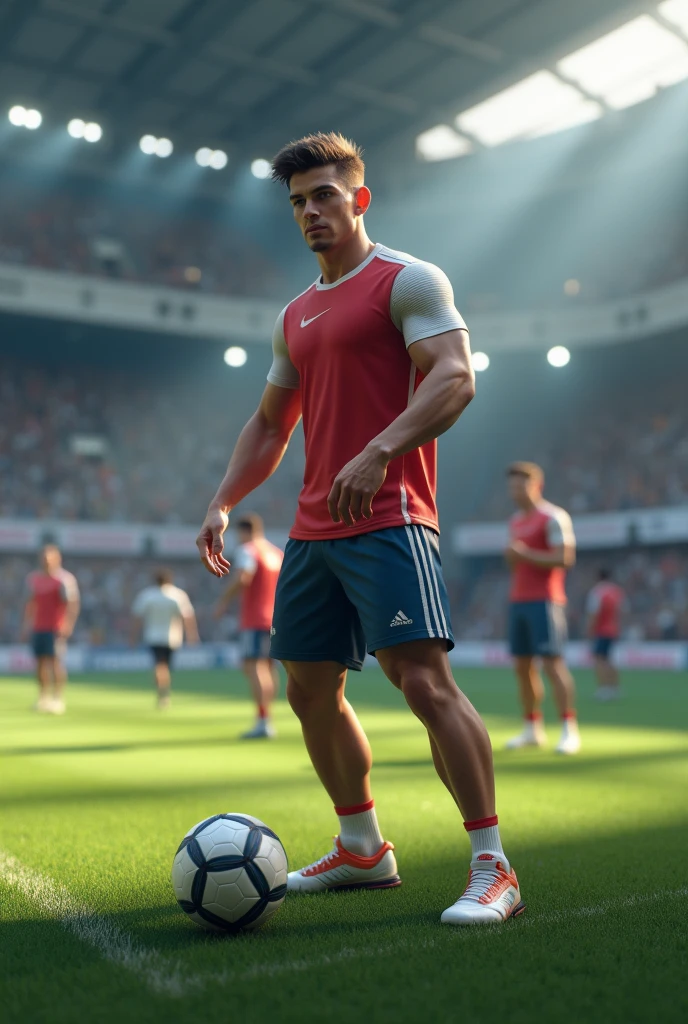 A 3D render of a modern man who liked football and was pushed to football club where he trained and put his hardwork and he became a footballA 3D render of a modern man who liked football and was pushed to football club where he trained and put his hardwork and he became a football