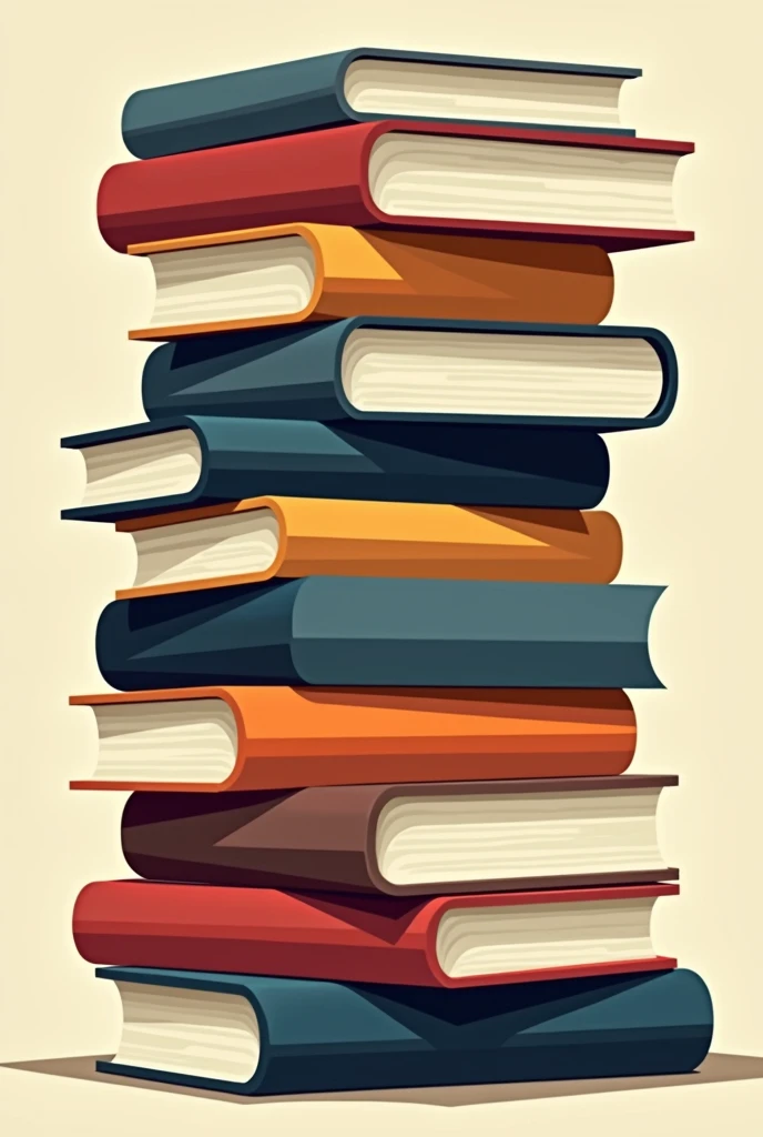 draw a books in layer in cubism art style