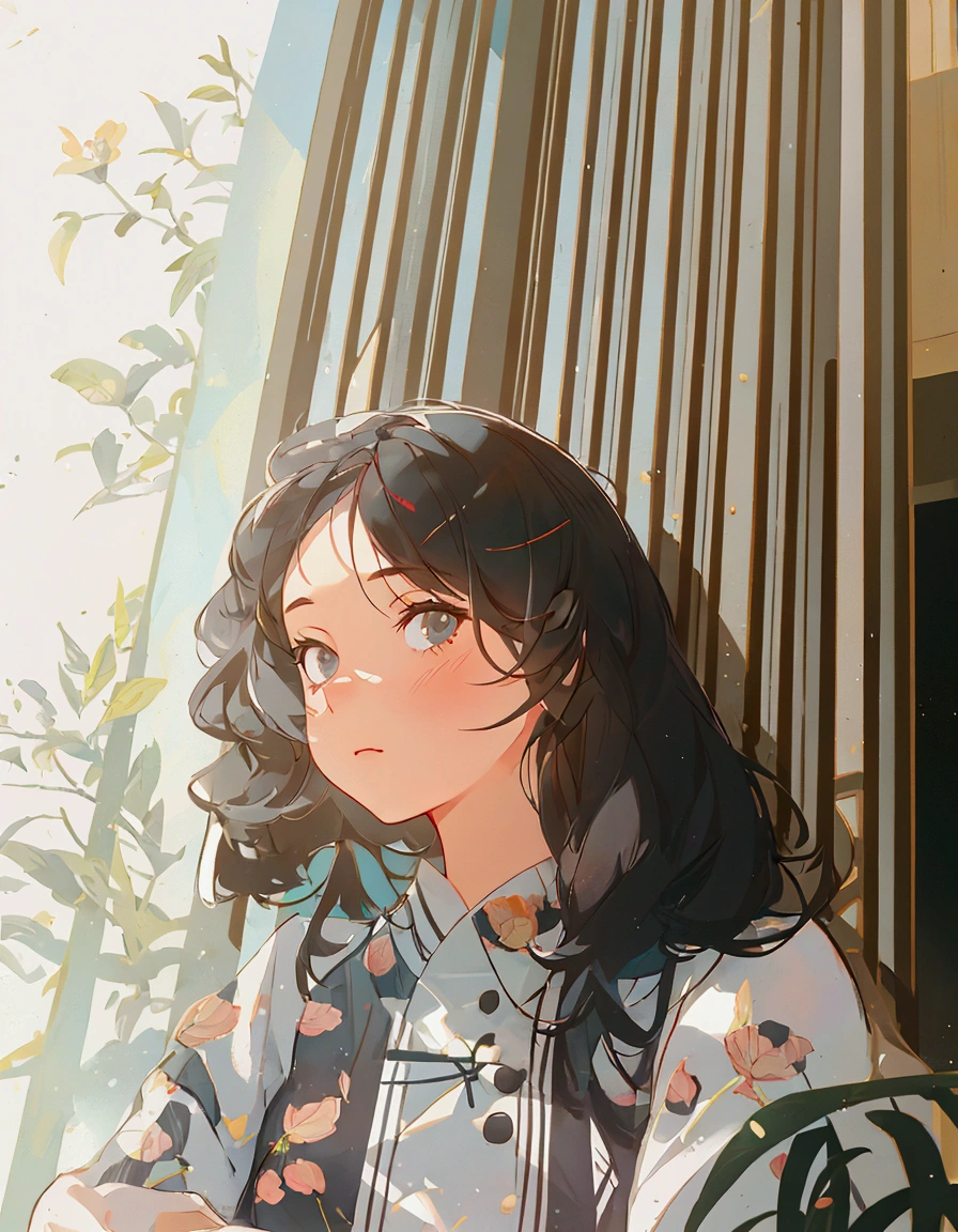 there is a woman sitting by a window, lofi portrait at a window, lofi portrait, style of ade santora, shot on leica sl2, shot with sigma f/ 4.2, shot with sigma f / 4. 2, captured on iphone, photo portrait, inspired by Gao Kegong
