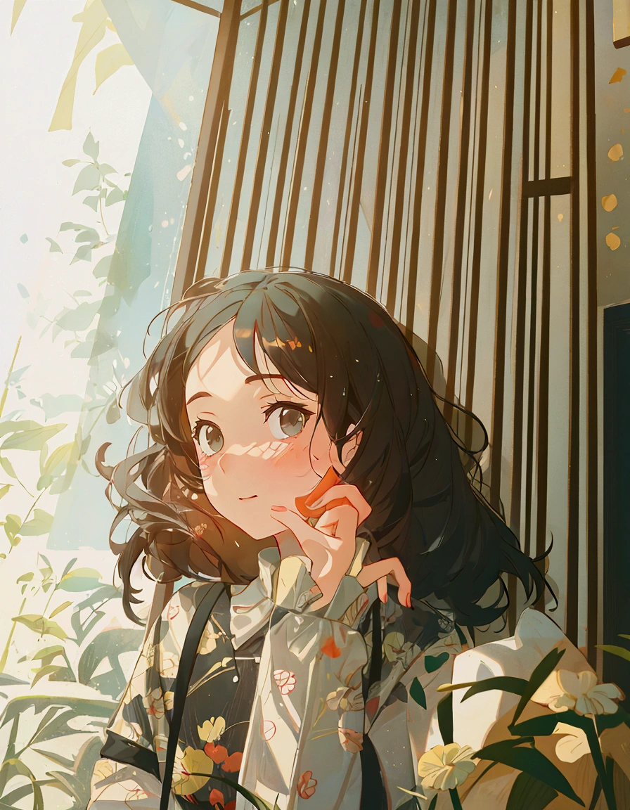 there is a woman sitting by a window, lofi portrait at a window, lofi portrait, style of ade santora, shot on leica sl2, shot with sigma f/ 4.2, shot with sigma f / 4. 2, captured on iphone, photo portrait, inspired by Gao Kegong