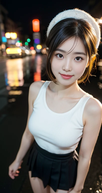 (A youthful gorgeous Japanese idol, wearing Sophie shirt, pleated mini-sjlkillartssailor hat, knee-high socks, Tokyo Shibuya, Scramble Crossing, city street, night sky, natural poses,
(RAIN:1.2)
Easygoing expressions, kind smile, dimpled cheek, cute snaggle-tooth, short bob hair ponytail, symmetrical face, realistic detailed face, beautiful eyes, beautiful detailed eyes, long legs, perfect body proportions, hourglass figure, ample round bosoms, medium breasts,
Raw photo, photorealistic, realistic portrait, hyper-realism, high contrast, ultra HD, UHD, realistic skin textures, top image quality, top-quality, super high resolution, fine details, very meticulously, masterpiece, vivid colours, medium shot, close-up shot, cowboy shot, High Angle Shot, Professional Lighting, bokeh_background, SFW, Safe For Work)
