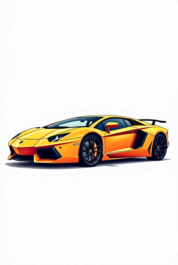 Give me a vector art coloring book photo of a Lamborghini Aventador car, no grayscale no color full details but the design is simple no darkened areas side view