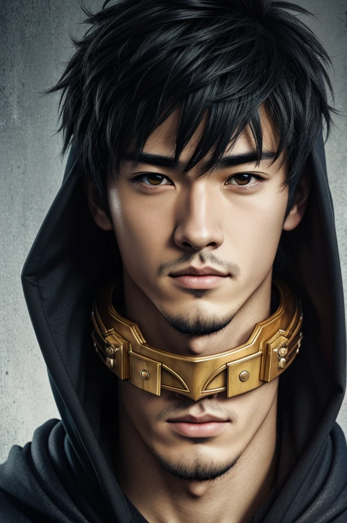  close up of a person with a hoodie on, a character portrait inspired by Adam Dario Keel, trending on deviantart, shin hanga, anime handsome man, male anime style, anime portrait of a handsome man, kentaro miura art style, male anime character, in an anime style, semirealistic anime style, kentaro miura manga art style