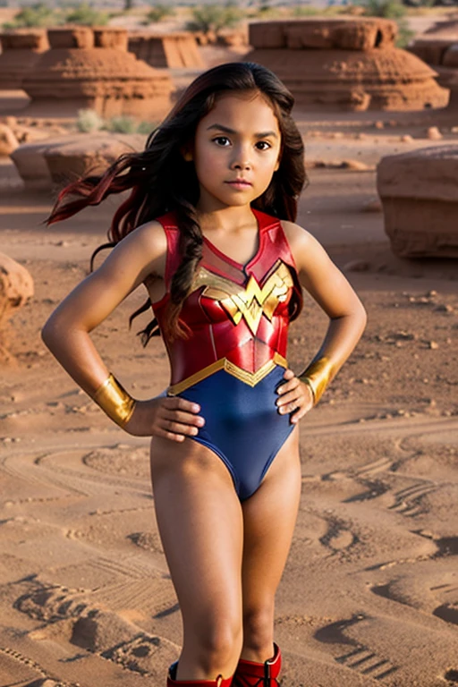 Girl, 10, Navajo, Red Hair, Wonder Woman Outfit, Leotard