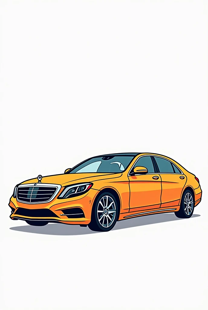 Give me a vector art coloring book photo of a Mercedes - benz S -class car, no grayscale no color full details but the design is simple no darkened areas side view