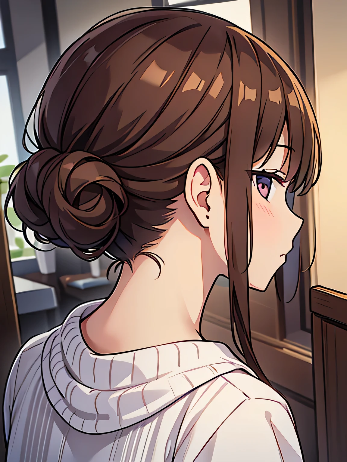 woman、Brown Hair、Nape