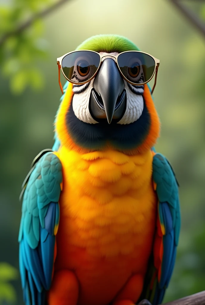 A parrot wearing sunglasses 