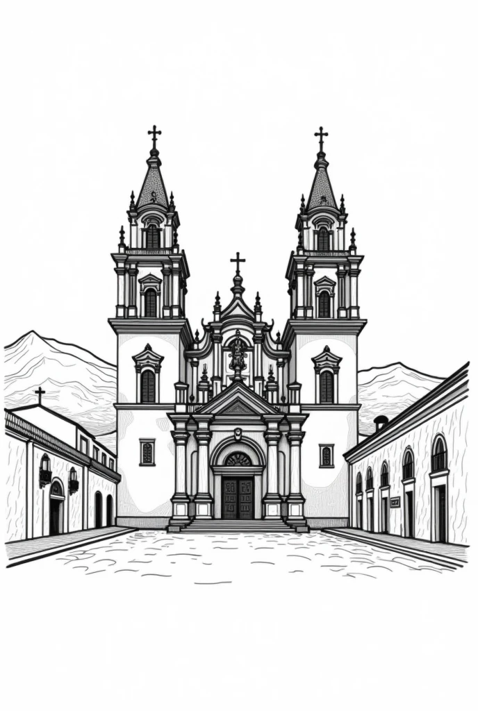 Do you have a line drawing that can serve as a base for a cookie cutter with the image of the San Miguel de Allende Guanajuato Mexico temple?