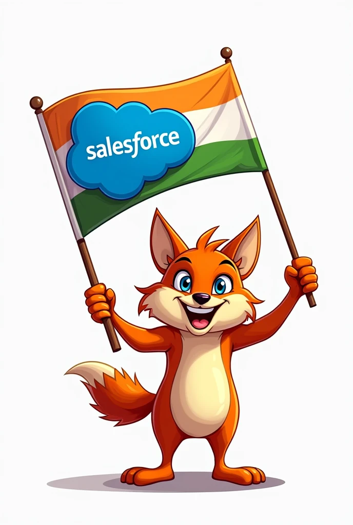 Salesforce sassy mascot holding India flag in hand
