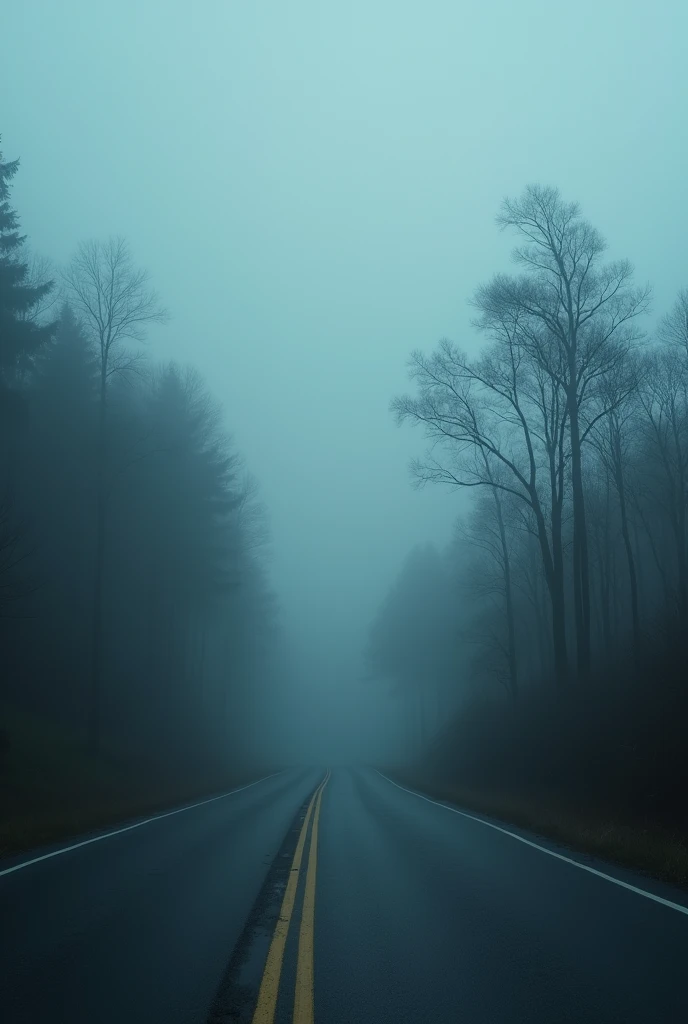 a mysterious foggy landscape, oil painting, roads in the north, poor visibility, Car, (best quality,4k,8k,highres,masterpiece:1.2),dramatic lighting,cinematic,moody atmosphere,muted color palette,atmospheric,hazy,overcast sky,winding roads,windblown trees,desolate,eerie,mysterious,haunting