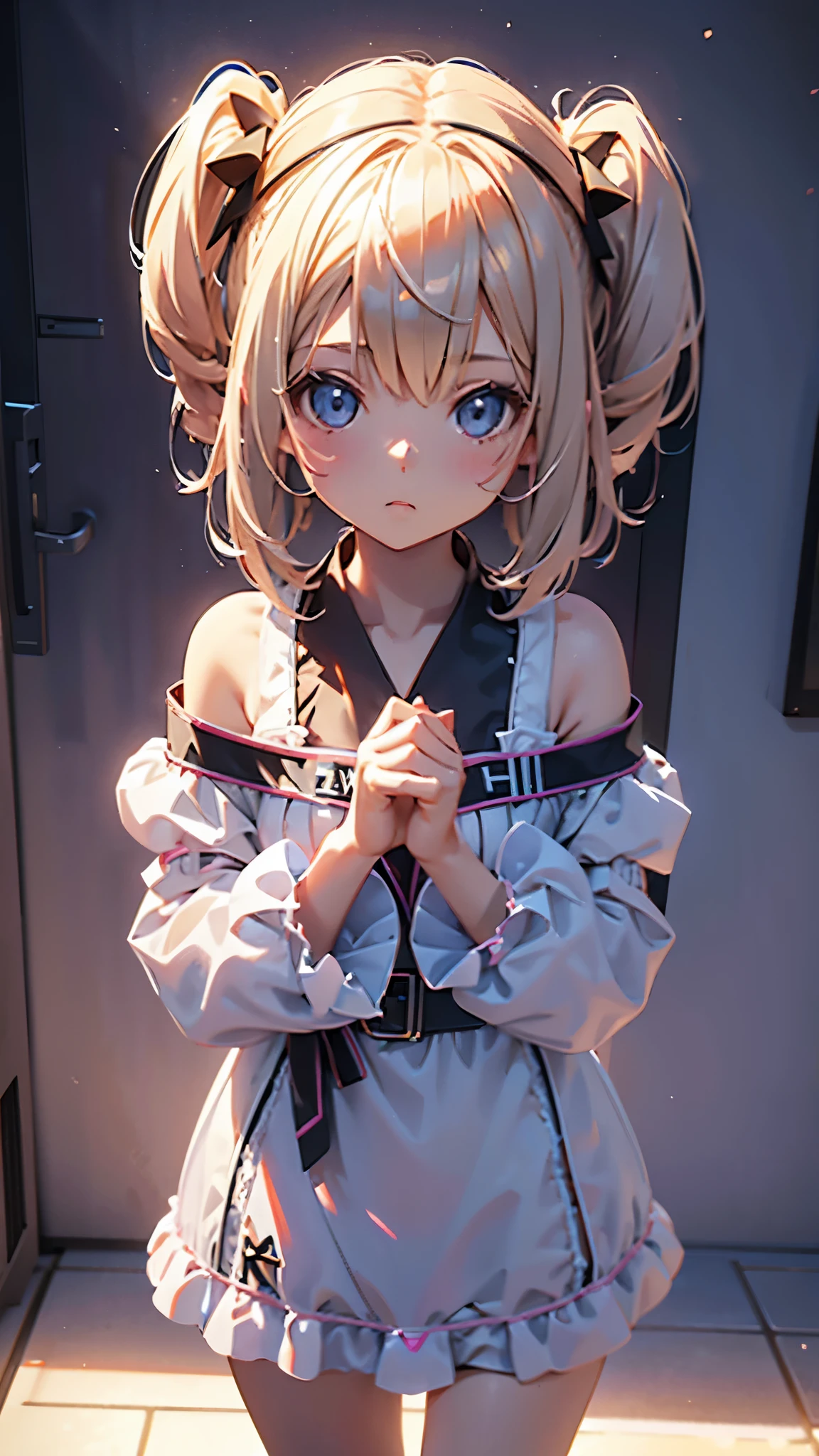 Delicate 3D PVC model of cute young girl, looking at viewer, soft smooth lighting, with soft pastel colors, 3d icon clay render, 120mm lens, 3d blender render, trending on polycount, modular constructivism