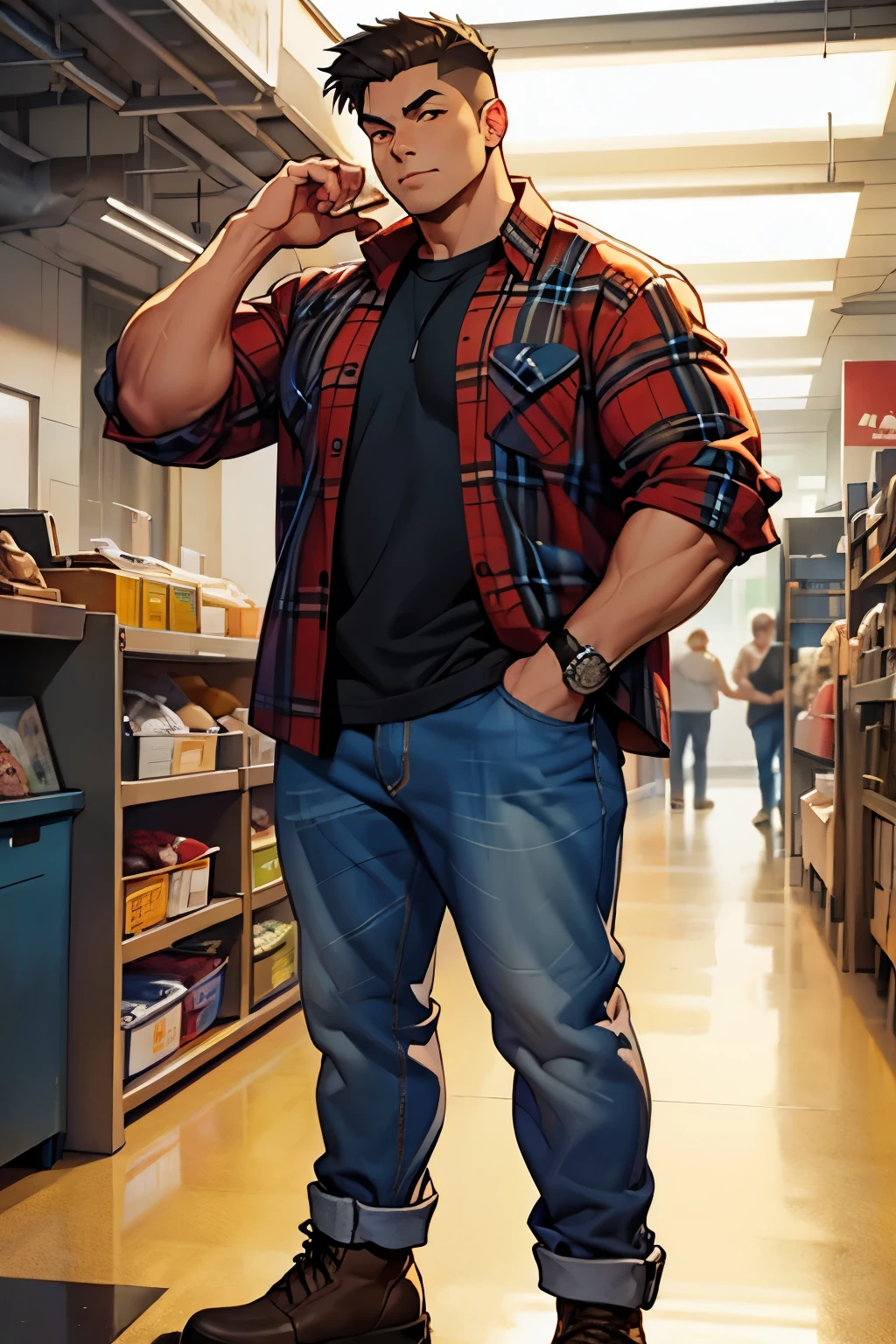 Yeah, that'd be nice. Thank you.

Well, my main (and probably only) OC is probably Ryan.

He's an asian male that stands at 5'5"ft, 242lbs.

Has a chubby build with a bit of muscle, ebony smart cut hair, warm brown eyes.

And mostly dresses up in casual attire, red or blue plaid shirt, baggy jeans, old work boots.