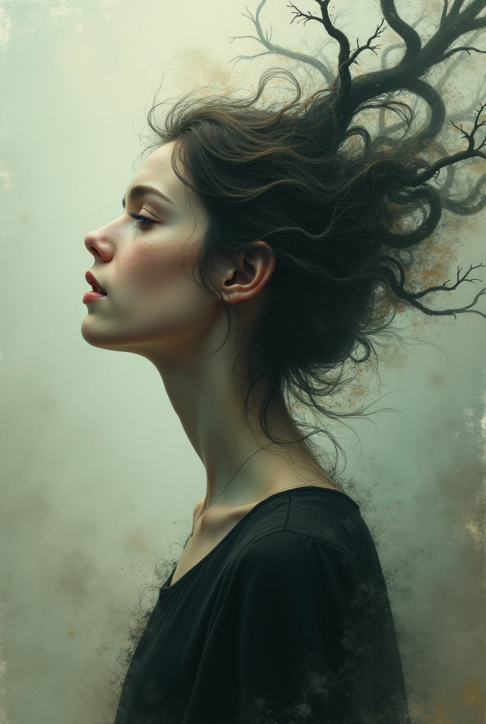 Girl losing her mind and vanishing in a artistic unreal way