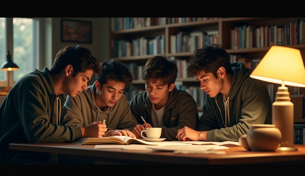 Collage friends boys group study cinematic look
