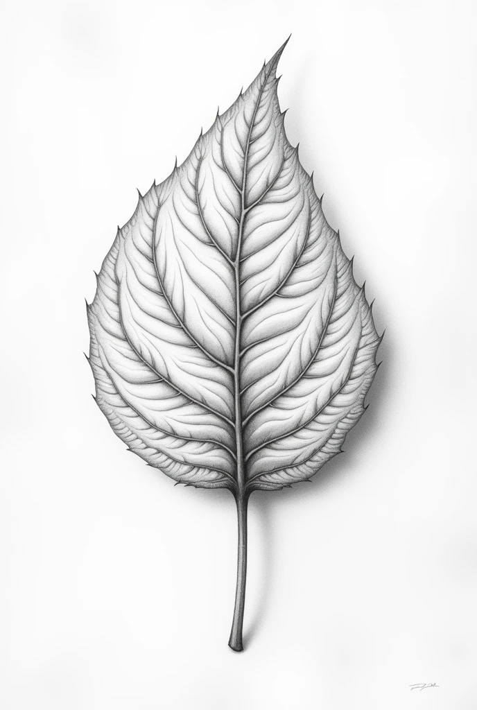 Pencil drawing of l.a tree leaf with shade
