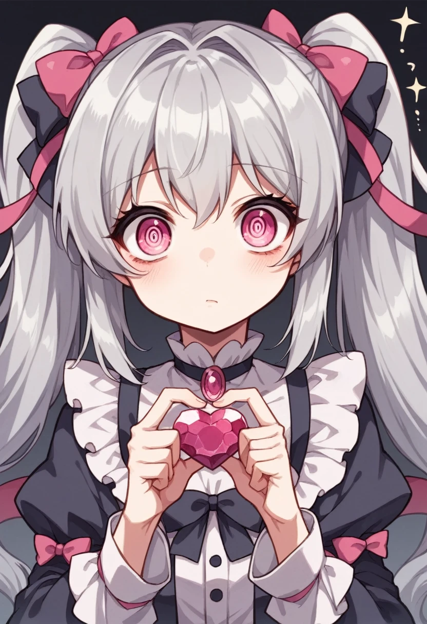 lolita fashion,kawaii,cute,very cute,pink,ribbon,devil,Gray Hair,Jewel-like eyes,Pink Eyes,girl,danger,cruel,heart,Twin tails,Confused eyes,Silky Hair,devilっ娘,Mean,最高のdevil娘,Hair that sparkles,