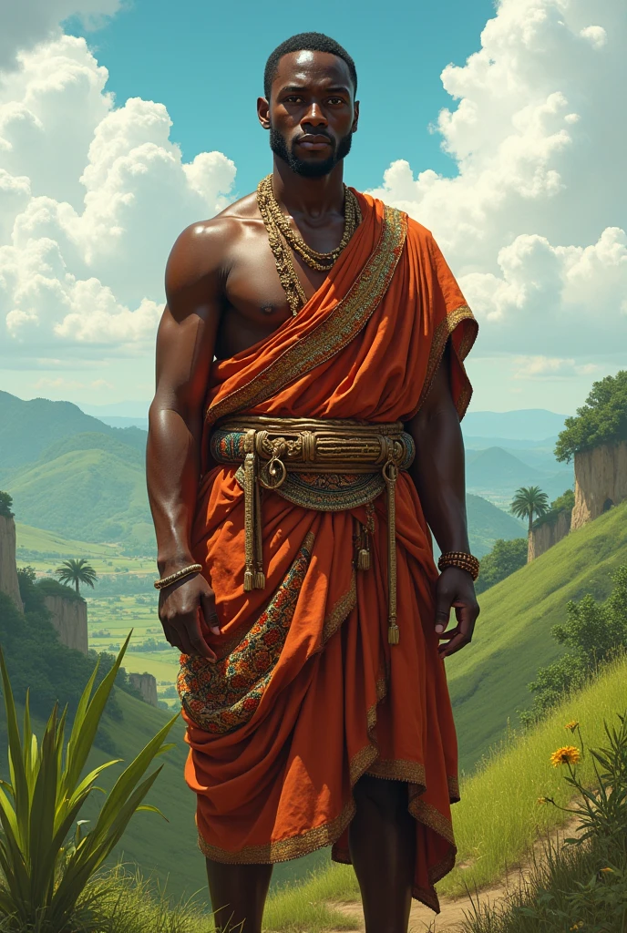 A young brave Nigerian man wearing traditional clothes.