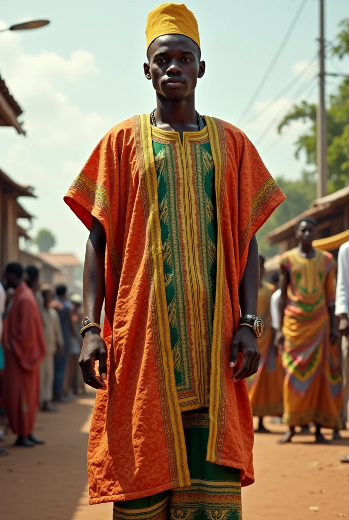 A young brave Nigerian man wearing traditional clothes.