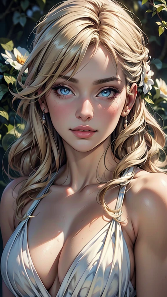 (top quality,4K,8 K,a high resolution,masterpiece:1.2),super detailed,(realistic,photorealistic,photo-realistic:1.37),detailed and beautiful eyes,thick and beautiful lips,very detailed eyes and face,long eyelashes,[USA, bright colors,soft natural light,romantic atmosphere,bright flowers, flowy dress,feminine and elegant pose,Happy and confident look, Haute Couture Style, Dreamy landscapes, Artistic portrait, quality of art printing, oil painting techniques, impressionistic style.