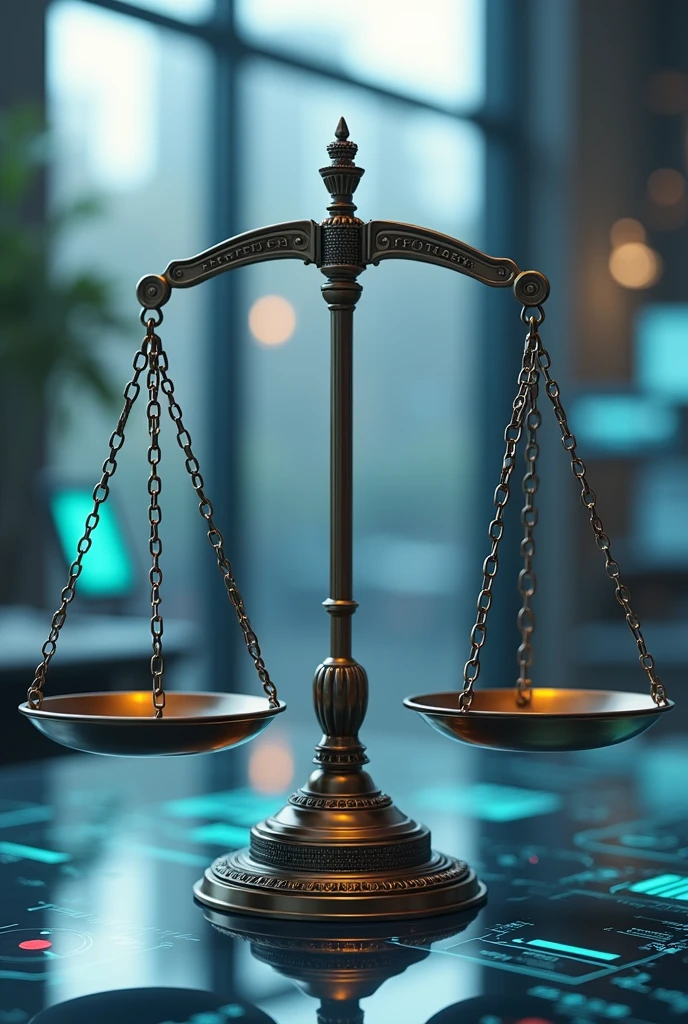 A scale symbolizing law in a context where you teach technological advancement