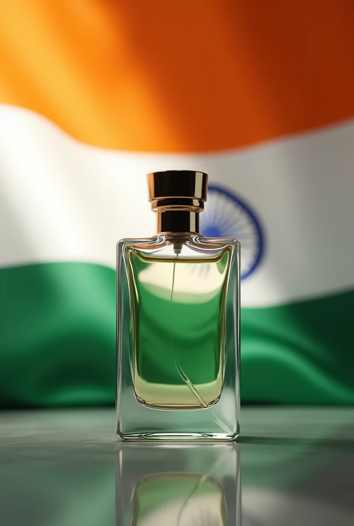 Perfume bottle background with Indian national flag