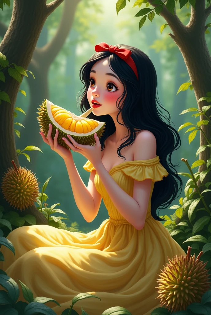 Snow white princess Eating Durian