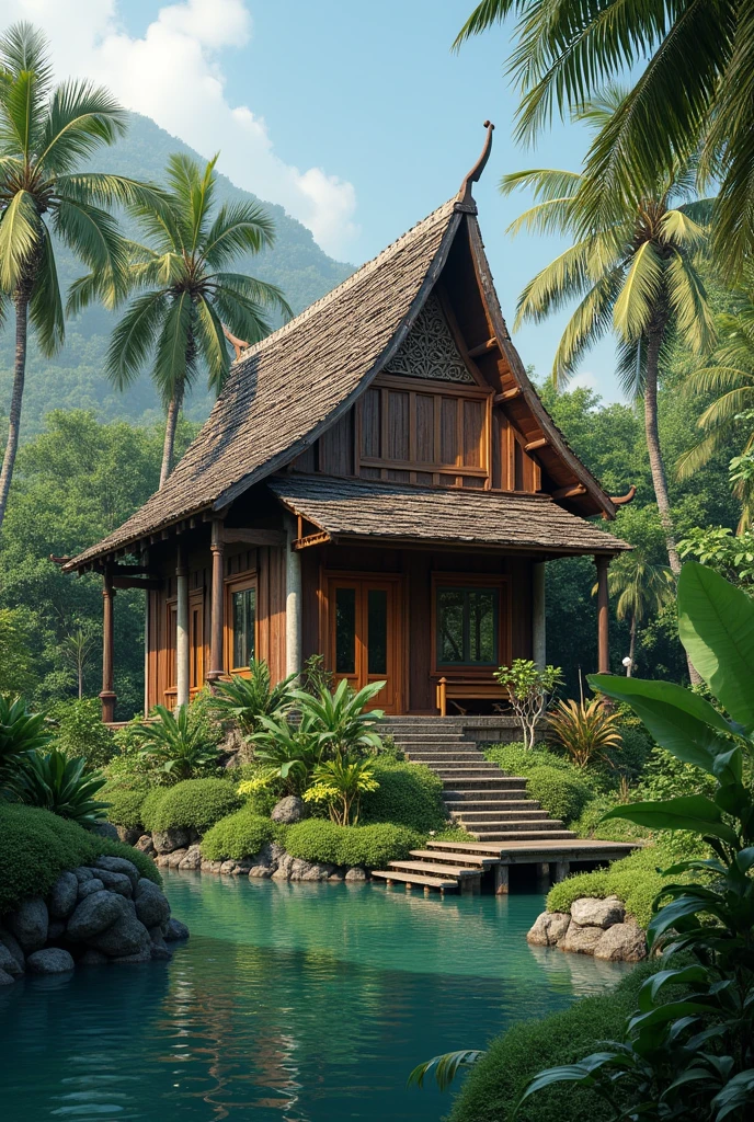 There doesn't have to be anyone inside the Thai wooden house.