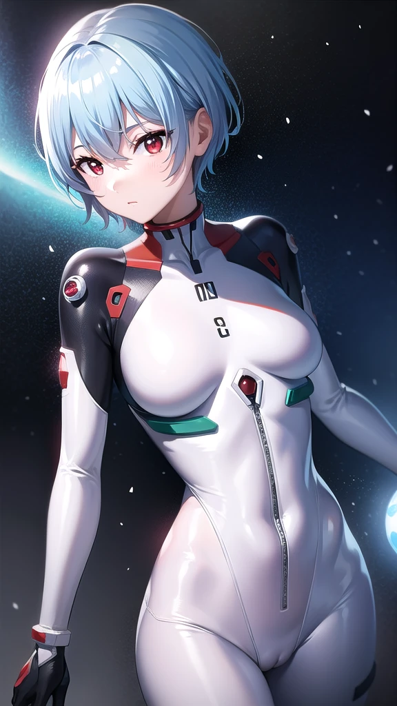 BREAK looking at viewer, BREAK (masterpiece:1.2), best quality, high resolution, unity 8k wallpaper, (illustration:0.8), (beautiful detailed eyes:1.6), extremely detailed face, perfect lighting, extremely detailed CG, (perfect hands, perfect anatomy),spaceship,stars,planets,milkyway,rei ayanami, blue hair, short hair, (red eyes:1.5),
bodysuit, headgear, plugsuit, white bodysuit,camel toe,cleavege,neckline.