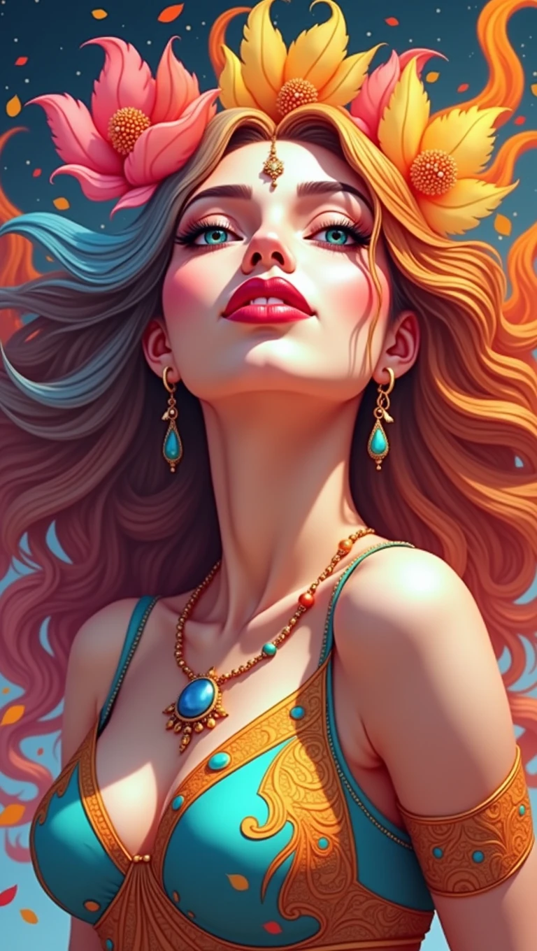 Create a similar image as per the image prompt indian Independence Day team with a very very large boobs, which has to be appealing and highlights. Also, a Indian flag in the background