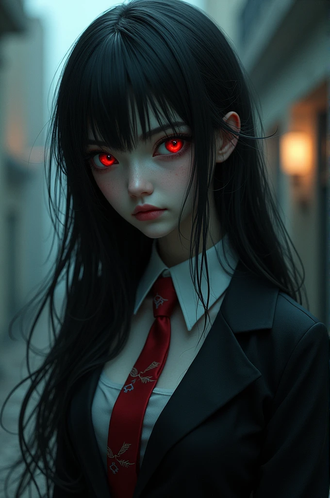 Vampire girl asia student, red eye