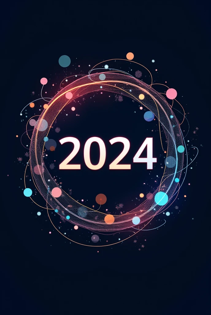 Communication arts logo with communication symbols put the year 2024 ...circular form ...make it breathtaking logo