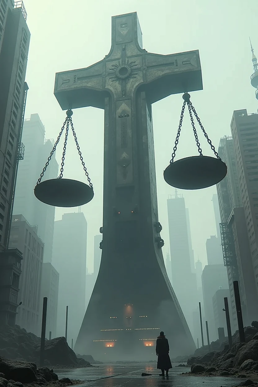 A symbolic object to law in a futuristic context, dystopian