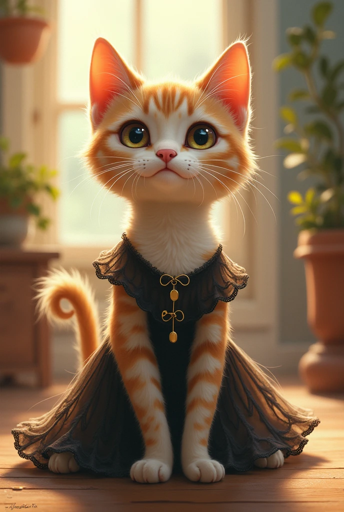 Once cat was named kity
With sut drees