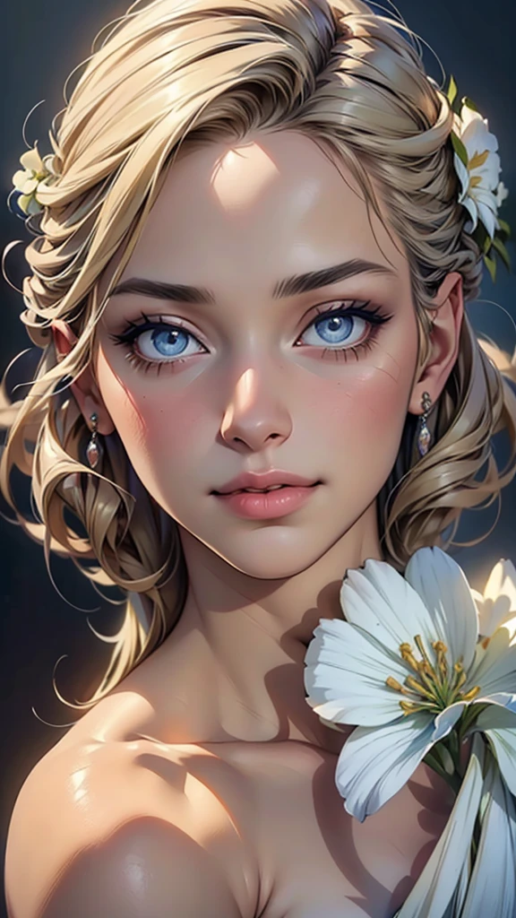 (top quality,4K,8 K,a high resolution,masterpiece:1.2),super detailed,(realistic,photorealistic,photo-realistic:1.37),detailed and beautiful eyes,thick and beautiful lips,very detailed eyes and face,long eyelashes,[USA, bright colors,soft natural light,romantic atmosphere,bright flowers, flowy dress,feminine and elegant pose,Happy and confident look, Haute Couture Style, Dreamy landscapes, Artistic portrait, quality of art printing, oil painting techniques, impressionistic style.