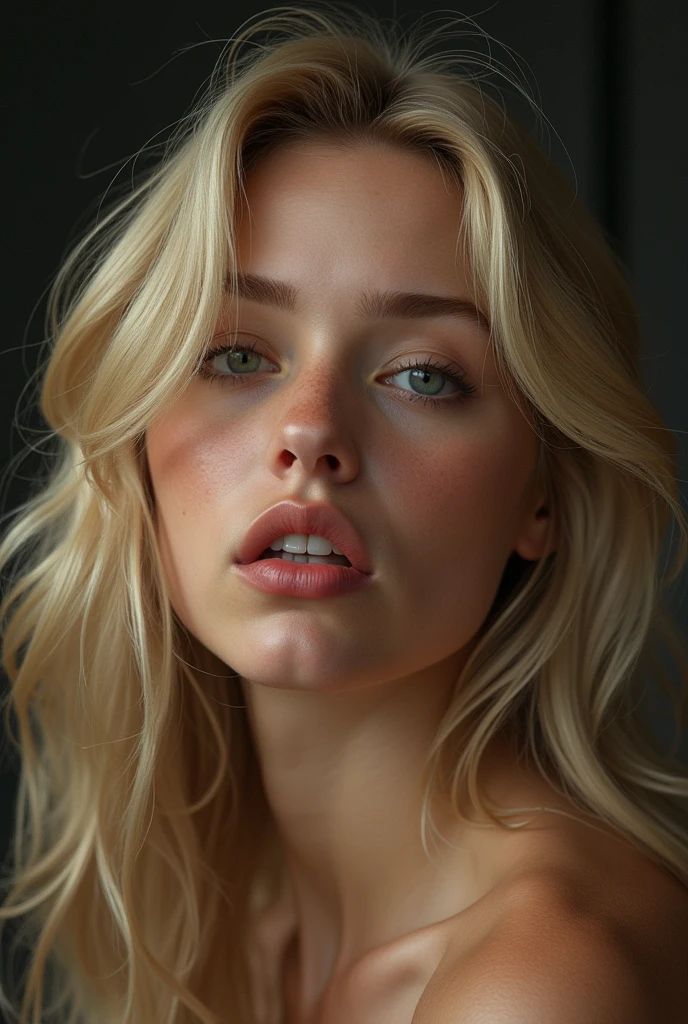 (photorealism:1.2),blonde girl mouth sucking black dick