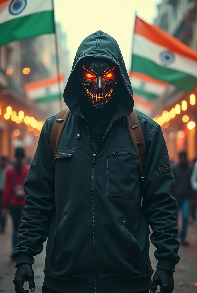 A  hacker with a Mask 
who celebrate independence day india 