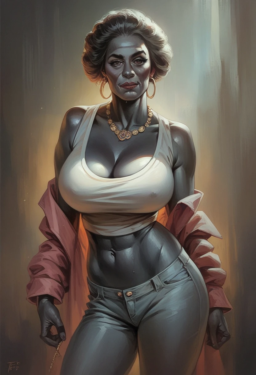 Busty black skin milf fu