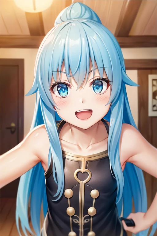 ((Highest quality)), ((masterpiece)), (be familiar with), Perfect Face, indoor, Bedroom, Watching the audience,
One woman, Rimuru=Tempest,
Open Mouth, Ecstatic expression, blush, smile,
Small breasts, Flat Chest, , , child, Girl,
Long Hair, Long Hair,