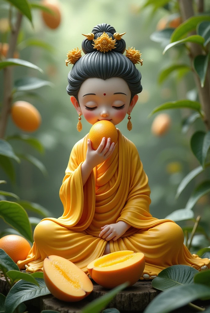  VeryLittle Guan yin Eating Mangoes