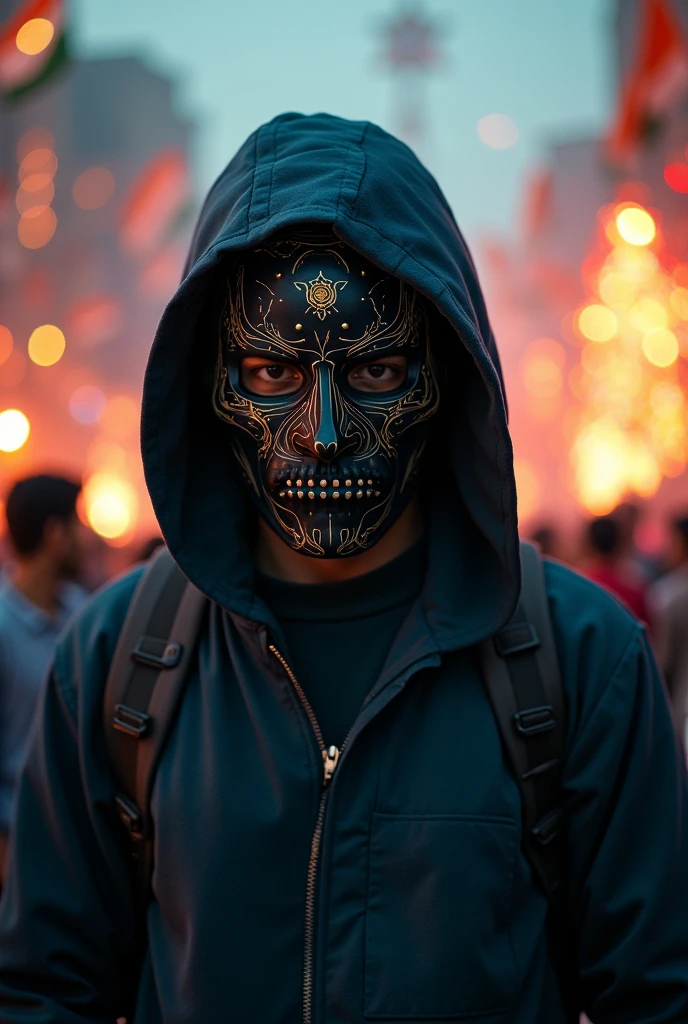 A  hacker with a hacker Mask 
who celebrate independence day india 