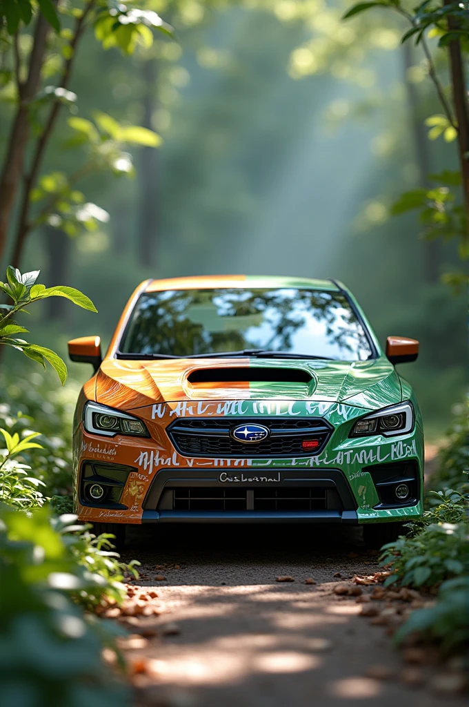 Subaru Car with a word Nah-tural Bea on it