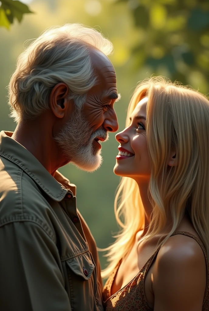 (photorealism:1.2),blonde girl and old black man