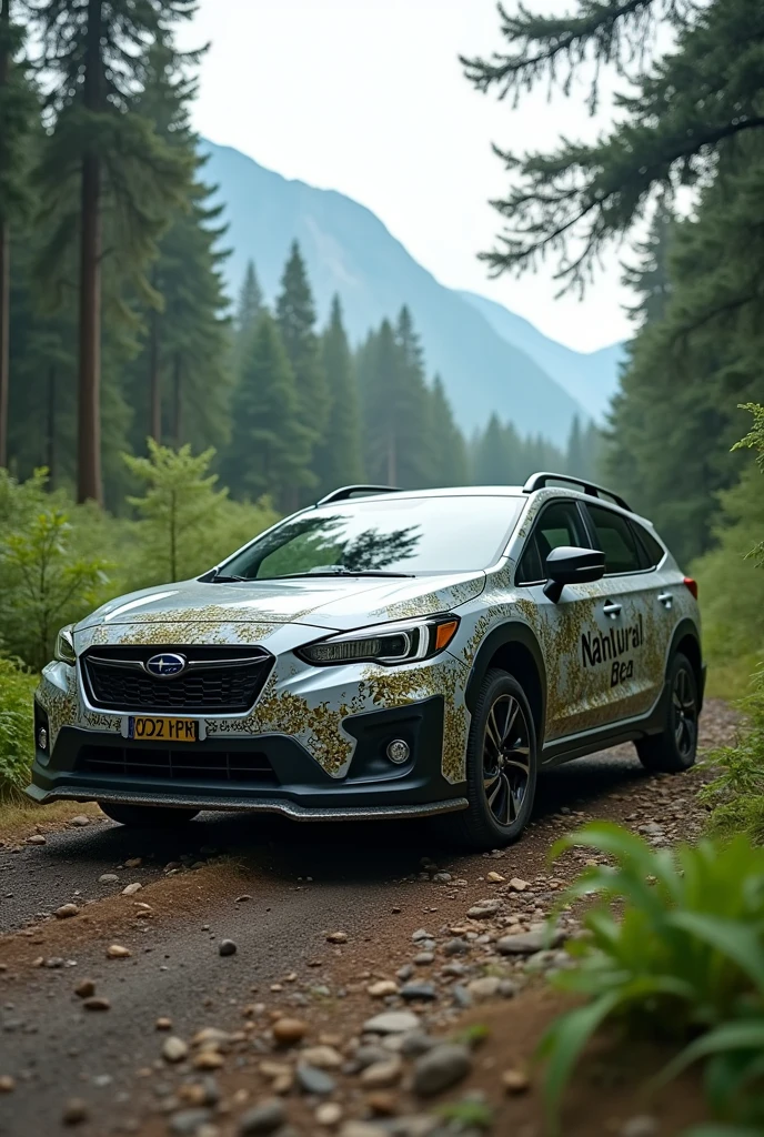 Subaru car with a word Nah-tural Bea