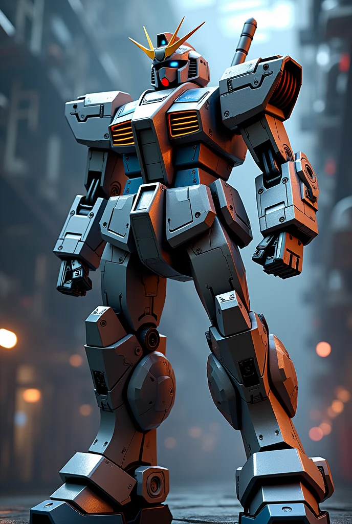 realistic gundam mecha,highly detailed,mecha engineering,intricate mechanical design,3d render,hyper realistic,8k, (best quality,4k,8k,highres,masterpiece:1.2),ultra-detailed,(realistic,photorealistic,photo-realistic:1.37),industrial machinery,complex engineering,futuristic technology,gleaming metal surfaces,dynamic pose,intricate panel lines,glowing neon highlights,dramatic lighting,cinematic composition