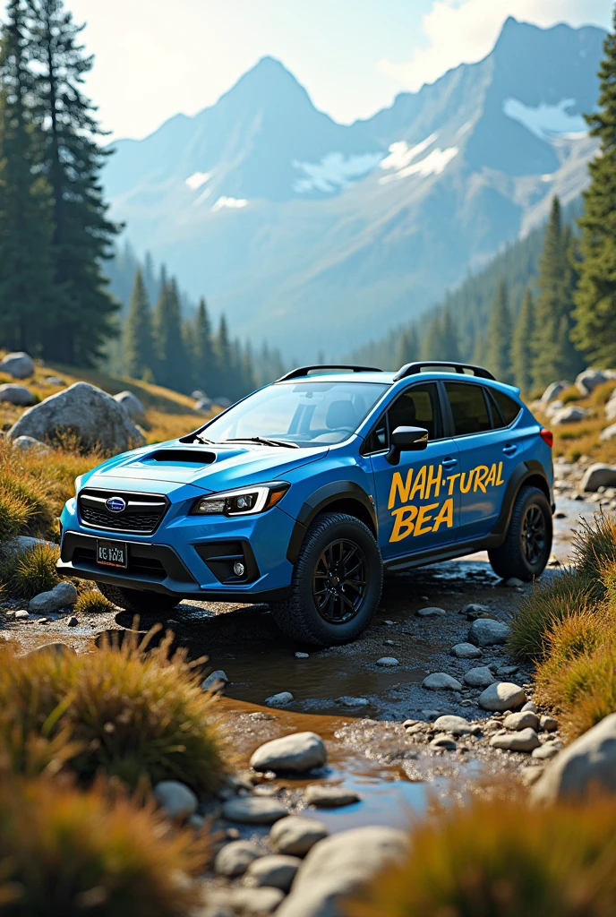 Subaru car with a word NAH-TURAL BEA