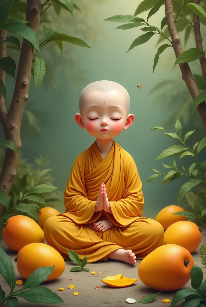  VeryLittle Monk Guan yin Eating Mangoes
